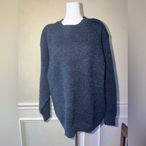 Men's Textured Crewneck Sweater in Deep Blue Donegal II